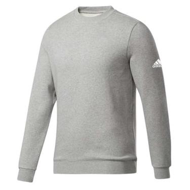 Imagem de adidas Moletom masculino de gola redonda de lã 2GG médio cinza mesclado - branco