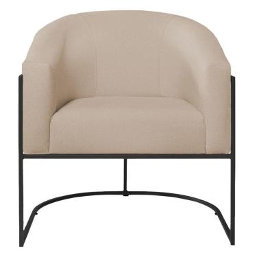 Imagem de Poltrona Decorativa Jade Moderno Escritório Confortável Luxo Base De Ferro Preto Linho Preto