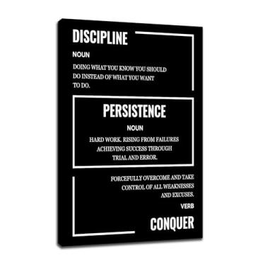 Imagem de Arte motivacional de parede em tela decoração de parede motivacional disciplina pôster impressão arte inspiradora pintura para casa moderna sala de aula local de trabalho corredor academia decoração