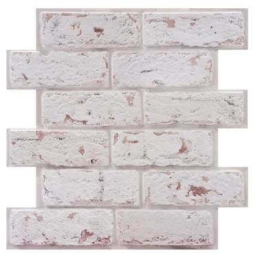 Imagem de Maasechs 24 peças de painel de parede de tijolo falso 3D, descasque e cole azulejos de parede 30 x 30 cm tamanho pequeno 3D papel de parede autoadesivo para cozinha, trailer, quarto, decoração de sala