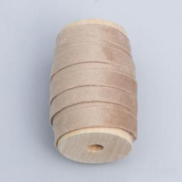 Imagem de Fita dupla face 500 cm de comprimento com acabamento macio para embalagem de presente feita à mão, buquês de aniversário, caixas de presente, bege