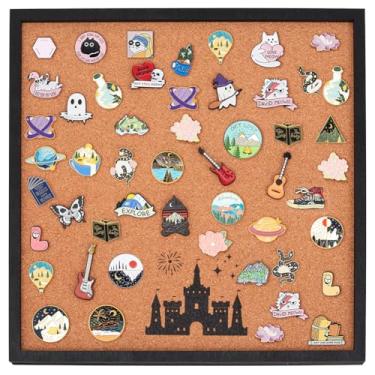 Imagem de BENECREAT Quadro quadrado para impressão de castelo e fogos de artifício, quadro de exibição de avisos para armazenamento de broches, decoração de escritório, casa e escola, 29 x 29 cm