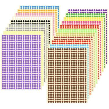 Imagem de 20 folhas de adesivos coloridos de 6 mm, etiquetas adesivas coloridas redondas de 6 mm, etiquetas de marcação de codificação de cores, adesivos autoadesivos pequenos círculos cores