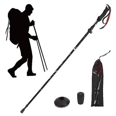 Imagem de Goodern Bastões de trekking dobráveis, leves para viagem, caminhadas, bengalas de liga de alumínio para caminhadas com design telescópico e dobrável em três dobras com aderência em EVA para mulheres e