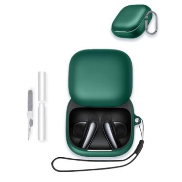 Imagem de Capa para Soundcore Liberty Buds da Anker Earbuds 2025, capa protetora portátil de silicone macio WUNIAK resistente a arranhões com kit de limpeza, mosquetão e cordão, verde