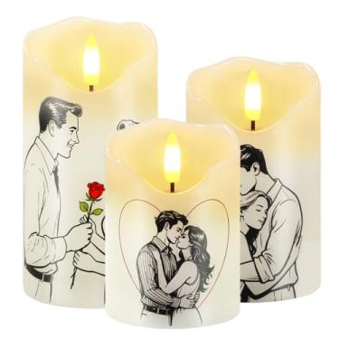 Imagem de AVEKI Velas cintilantes sem chama, conjunto de 3 velas de LED laranja com controle remoto e temporizador, pilar elétrico operado por bateria, velas falsas reguláveis para casa, outono, Halloween (Dia