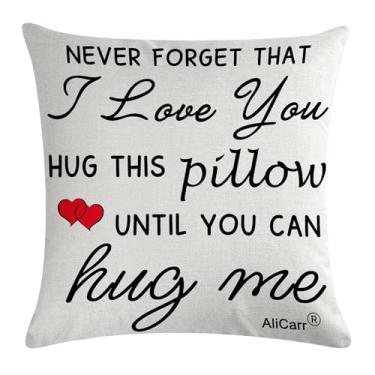 Imagem de AliCarr Presente de aniversário para ela, nunca esqueça que eu te amo abraço, fronha 45,7 x 45,7 cm para sofá, sofá, quarto, I Love You, presente para casais esposa marido (n Forget w)