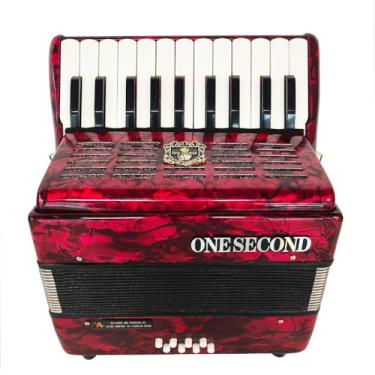 Imagem de Acordeão -22 teclas 8 graves, acordeão de teclado profissional e iniciante, com alças de ombro ajustáveis e mochila (vermelha)