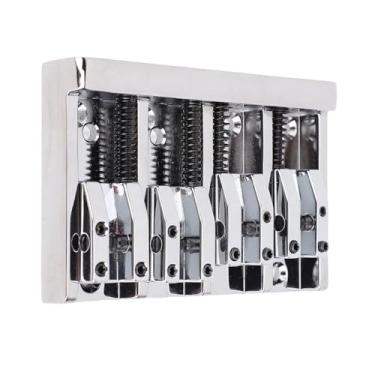 Imagem de Jiawu Ponte de Baixo de 4 Cordas, Pontes de Guitarra Ajustáveis, Substituição de Montagem de Ponte para Baixo Elétrico Jazz (Prata)