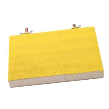 Imagem de Generic Papagaio Poleiro Seguro Madeira Natural Trimmer Suporte Plataforma Brinquedo para Gaiola de Pássaro Exercício Jogo, 9 * 13cm, Vermelho/amarelo, para Proprietários de Papagaio (parafuso de