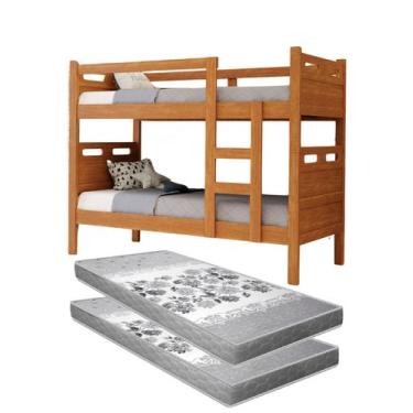 Imagem de beliche solteiro jaspe mdf que vira duas cama Nature com 2 colchao D33