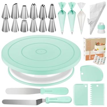 Imagem de Kootek Kit de decoração de bolo com 71 peças, utensílios de panificação – Inclui suporte para bolo, conjunto de 12 pontas de confeiteiro, 2 espátulas de cobertura, 3 raspadores, 50 + 2 sacos de