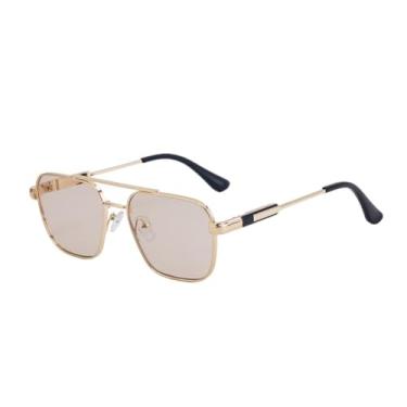 Imagem de JRLLFD Óculos de sol pequenos de metal, masculinos e femininos, vintage, degradê, marrom (5)