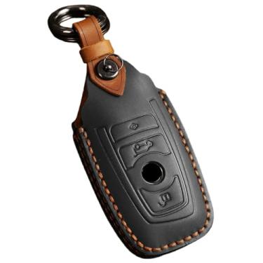 Imagem de Conjunto de capa de chave de carro de couro feito à mão compatível com BMW 520 F10 F30 F18 118i 320i 1 3 5 7 Series X3 F25 X4 M3 M5 Acessórios para chaveiro(B Type black)