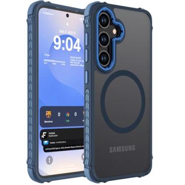 Imagem de DEERLAMN Capa magnética forte para Samsung Galaxy S24/S25 de 6,2 polegadas, [compatível com Magsafe] [Proteção contra quedas de grau militar] Capa protetora para celular fosca translúcida à prova de