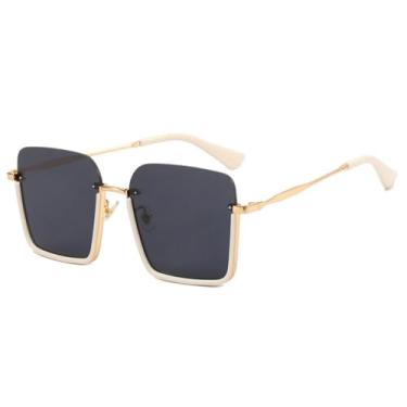 Imagem de Óculos de Sol Degradê Masculinos em Metal, Estilo Punk, Proteção UV400, Ideais para Esportes ao Ar Livre, Corrida e Ciclismo, Bege e Cinza