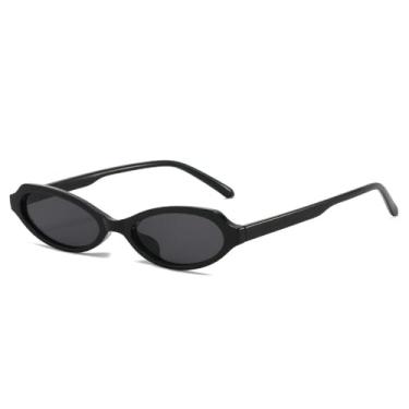 Imagem de Óculos de Sol UV400 - Lentes Ovais Pequenas Estilo Olho de Gato com Estampa de Leopardo, Estilo Punk, para Homens e Mulheres, para Esportes ao Ar Livre, Corrida e Ciclismo, Preto