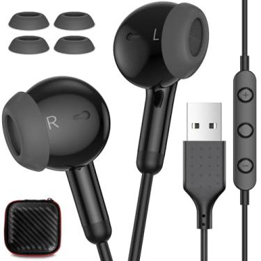 Imagem de AFGHOA Fones de ouvido USB com microfone para PC, laptop, fones de ouvido USB A de 2,5 m com fio para computador, fone de ouvido USBA com cabo de chamada estéreo silencioso com cancelamento de ruído