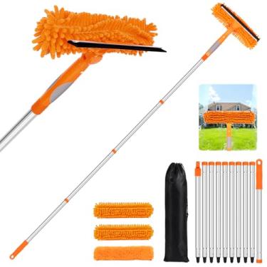 Imagem de TIMIVO Kit de limpeza de janela de 146 polegadas, rodo de janela profissional 2 em 1 com mastros de extensão, ferramentas de limpeza de janelas para janelas altas internas/externas, vidro de carro