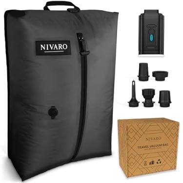 Imagem de NIVARO Sacos de vácuo de viagem com bomba (pacote com 1, grande 30L) – Sacos de compressão reutilizáveis à prova d'água IPX8 para viagens, cubos de embalagem economizadores de espaço para bagagem, com