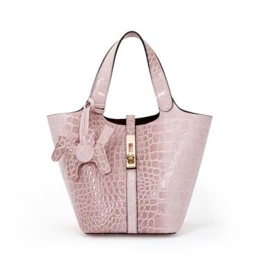 Imagem de Kadynow Bolsa feminina de couro vegano, bolsa de ombro com alça superior e bolsa pequena removível, B47-rosa