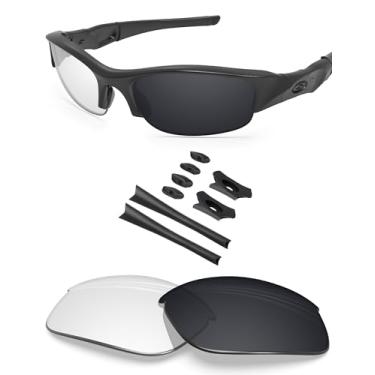 Imagem de BLAZERBUCK Lentes de reposição e kit de meias para óculos de sol Oakley Flak Jacket OO9008, Fotocromático transparente a preto antiembaçamento, 0