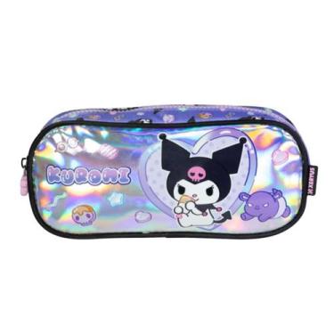 Imagem de Estojo Duplo Kuromi Escolar Infantil Meninas Lápis Fofo Cor:Roxo, Roxo