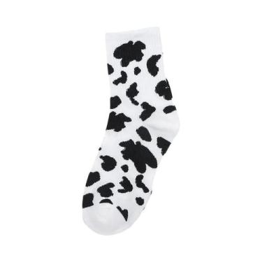 Imagem de Meias Femininas Estampadas Com Vaca, Brancas E Pretas, Divertidas, Est