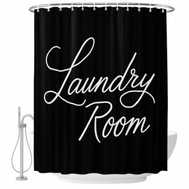 Imagem de Conjunto de cortinas de chuveiro modernas pretas para lavanderia, tecido impermeável, para decoração de banheira, acessórios de casa 182 x 182 cm