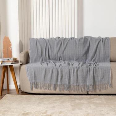 Imagem de Manta Xale Protetor De Sofá Cama Decoração Artesanal Premium 100% Algodão Grande 1,70x2,40 (Cinza)