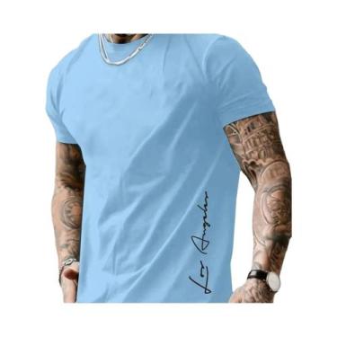 Imagem de Camiseta Masculina Slim Fit De Algodão Com Estampa De Letras Los Angel