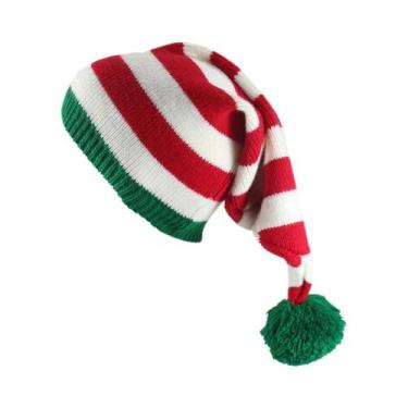 Imagem de Gorro De Natal Unissex Com Cauda Longa, Gorro De Tricô Com Pom Pom Jum