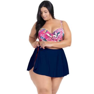 Imagem de Saída de Praia Feminina Saia Curta Rodada Abotoador Lateral Moda Praia