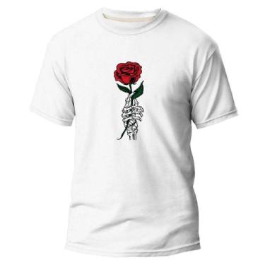 Imagem de Camiseta Básica Algodão Premium Estampa Digital Rosa Caveira - Pavesi,