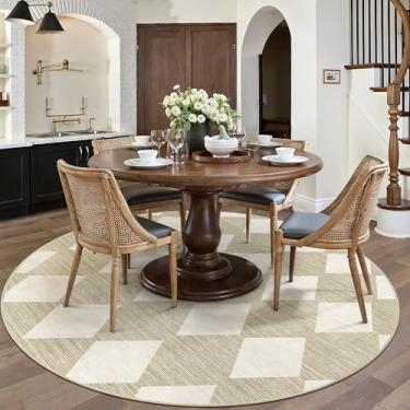 Imagem de PureCozy Tapetes quadriculados 12 x 12 cm para sala de estar, bege, lavável à máquina, tapete grande, antiderrapante, resistente a manchas, baixa pilha boho, para escritório, quarto, sala de jantar