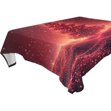 Imagem de Blueangle Glowing Stars Toalha de mesa para árvore de Natal – Toalha de mesa quadrada de poliéster impermeável e resistente a manchas para ambientes internos e externos, 137 x 137 cm (436)
