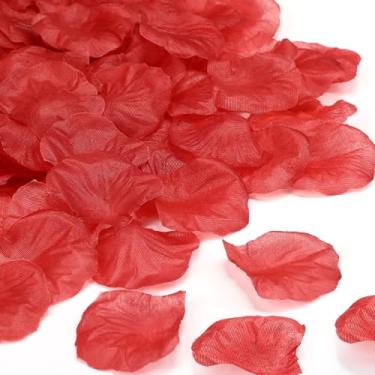 Imagem de Syhood 1600 pétalas artificiais de flor de rosa a granel para decoração de corredor de casamento, daminha de flor, dispersão de mesa - suprimentos de decoração de festa (vermelho)