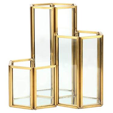 Imagem de CUOFYUNL Simples Sexangle Combinação Suporte de caneta de vidro, Suporte de pincel de maquiagem Organizador de mesa Armazenamento