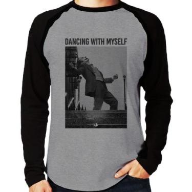 Imagem de Camiseta Raglan Dancing with myself Manga Longa - Foca na Moda, Cinza,