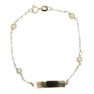 Imagem de Pulseira Em Ouro 18k Infantil Chapinha Com Pérolas - AEA Caribe