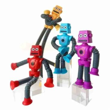 Imagem de Brinquedo Robô Flexível com Tubos Articulados, Figuras de Robôs Multicoloridos Posáveis, Brinquedo Educativo de Construção, 18-40cm, Amarelo Azul Vermelho Roxo Kit com 4 COLORIDOS