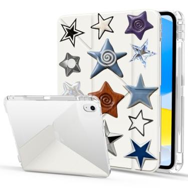 Imagem de VibrantFruitique Capa para iPad (A16) 11ª geração 2025 11 polegadas/10ª geração 2022 27.7 cm 2 em 1, capa traseira transparente removível, em forma de Y e suporte de três dobras, com suporte para