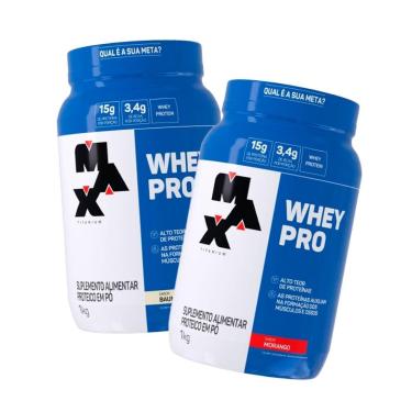 Imagem de Pack 2x Whey Pro 1kg Max Titanium Proteína Concentrada-Unissex