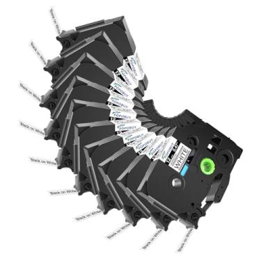 Imagem de POPOBUY Fita branca laminada de 12 mm 0,47 compatível com Brother P-Touch TZ231 TZ-231 TZe-231 TZe231 1/5.1 cm Fita de etiqueta para PT-D210 PT-D220 PT-D400 PT-D600 PT-H110 etiquetadora, pacote com 10