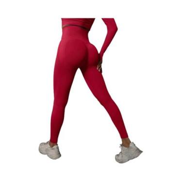 Imagem de Leggings De Yoga Femininas De Cintura Alta, Levanta Bumbum, Sem Costur