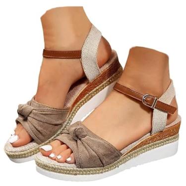 Imagem de Dkieuyu Sandálias ortopédicas de cunha para mulheres 2026 verão elegante plataforma moderna casual caminhada arco suporte alpargatas cunhas