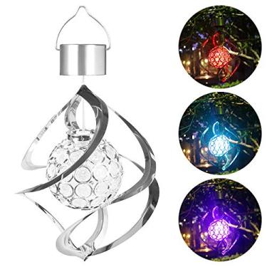 Imagem de IP65 Luzes de Sinos Vento Solares Hídricos LED com Mudança Cor Lâmpada Giratória Suspensa para Jardim Pátio Balcão Carregamento Automático Luz Automática Decoração Iluminação Econômica em Energia