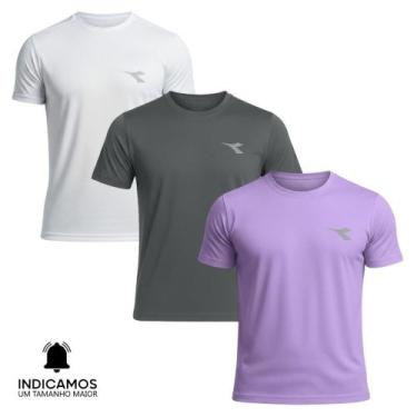 Imagem de Kit 3 Camisetas Diadora Small Logo Masculina - Branco e Lilás XGG, Bra