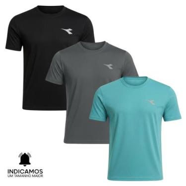 Imagem de Kit 3 Camisetas Diadora Small Logo Masculina - Azul Turquesa e Preto M