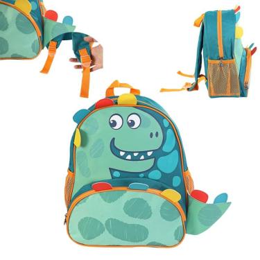 Imagem de Mochila Infantil Escolar Dinossauro Verde de Costas Alças